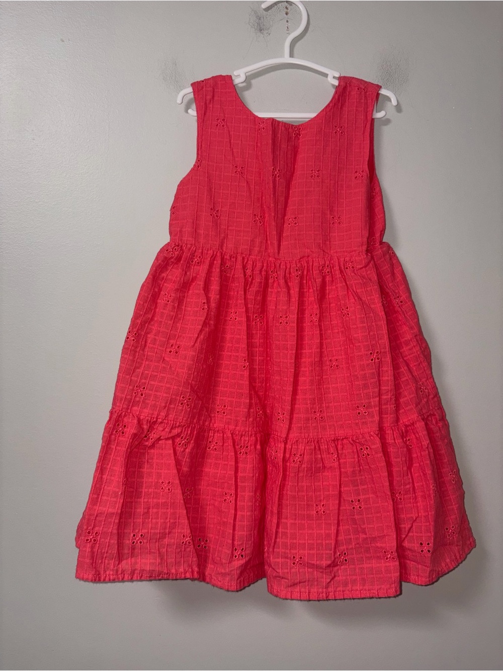 Cat & Jack Coral‎ Pink Tiered Floral Eyelet Sundress Girls 5T